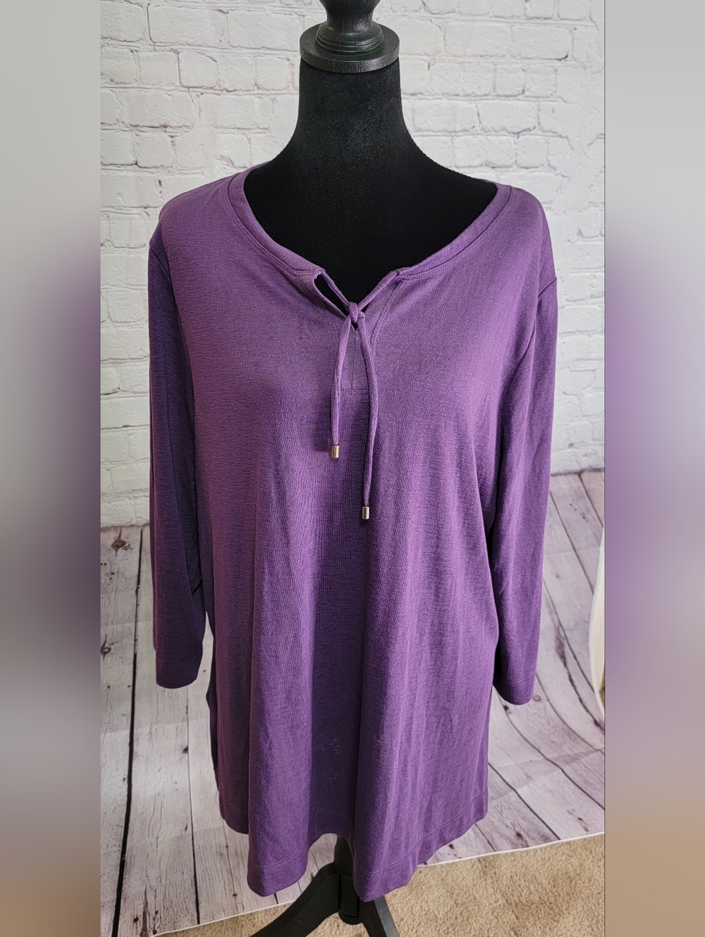 Chico's Purple Tie-Front Long-Sleeve Tunic XL